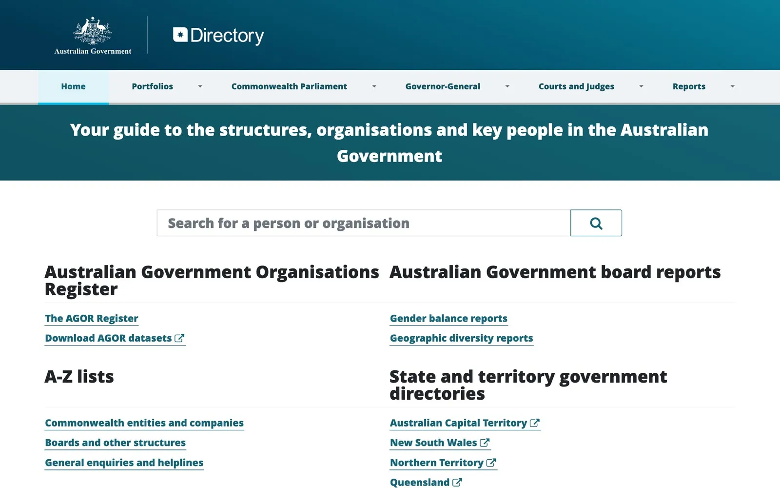 Directory.gov.au home page